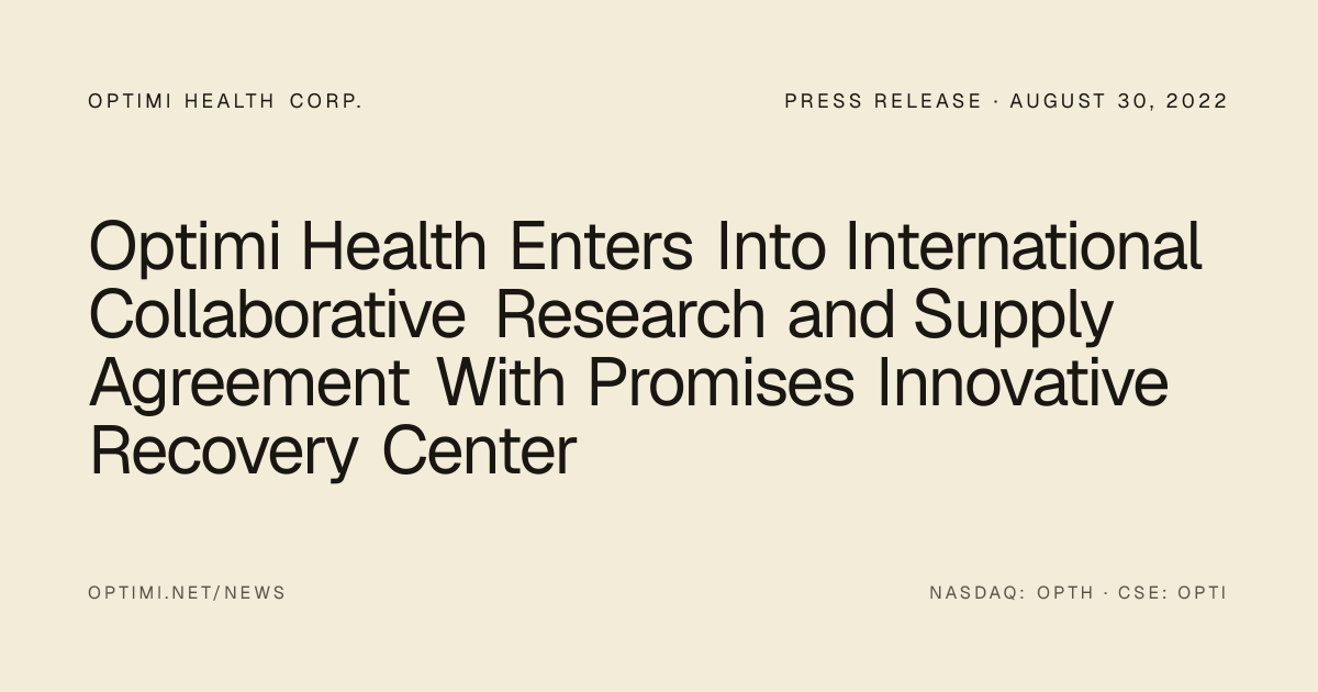 Optimi Health Enters Into International Collaborative Research and ...